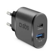 SBS TETRAVUSBTC2AFAST adaptador e inversor de corriente Interior 15 W Negro