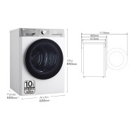Secadora LG RH10V9AV2WR, Blanco, 10kg, Bomba de calor, C